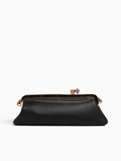 Valentina Kisslock Clutch Black