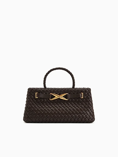 Elora Woven Tote Dark Brown