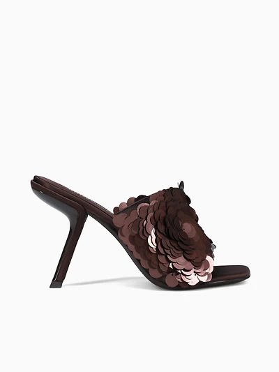Bailarseq Brown Satin Combo Sequin Fabr