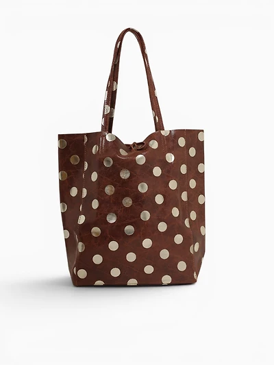 Shopper Big Golden Dots Brown