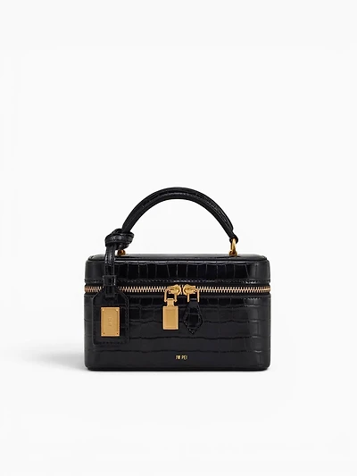Cleo Top Handle Black Croc
