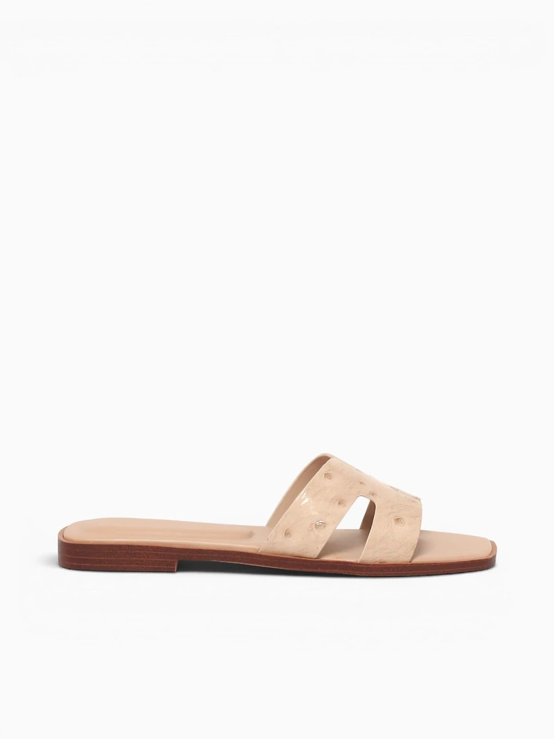 Dayness Beige Ostrich Print Leather