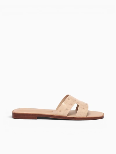 Dayness Beige Ostrich Print Leather
