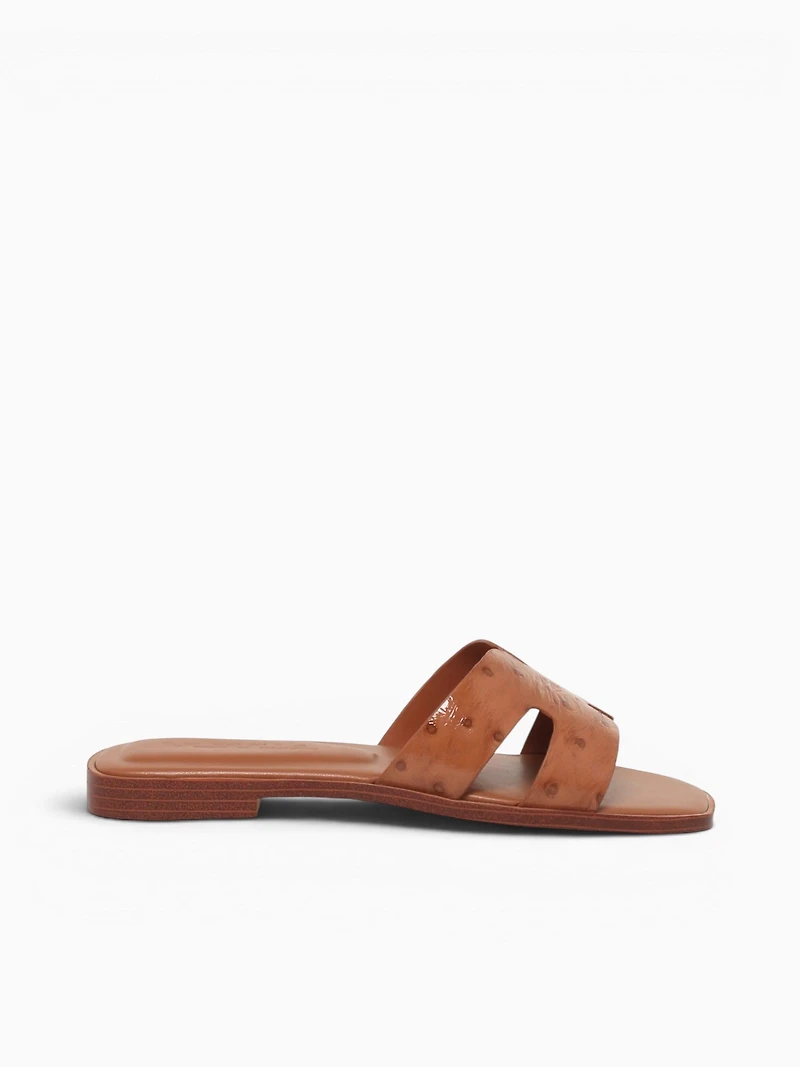 Dayness Tan Ostrich Print Leather