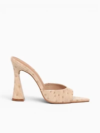 Zilkia Beige Ostrich Print Leather