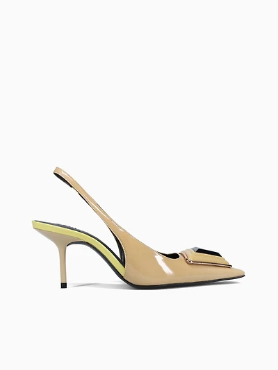 Katalin Ecru Olive Patent