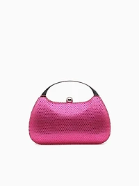 Rhinestone Metal Top Handle Fuschia
