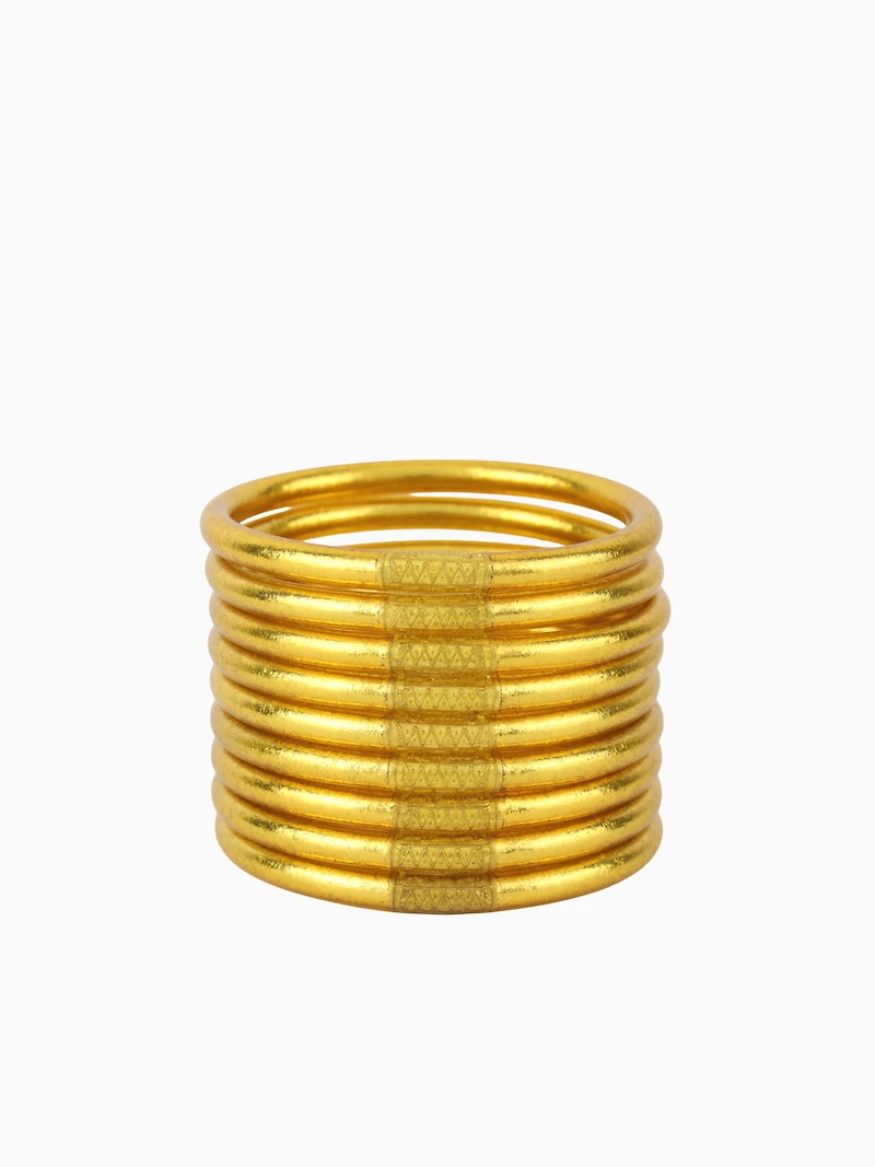 Gold All Weather Bangles (Set of 9) - Serenity Prayer