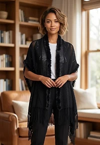 Fur Trim Shawl