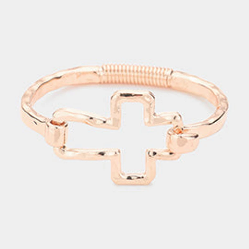 Hammered Metal Cross Bangle