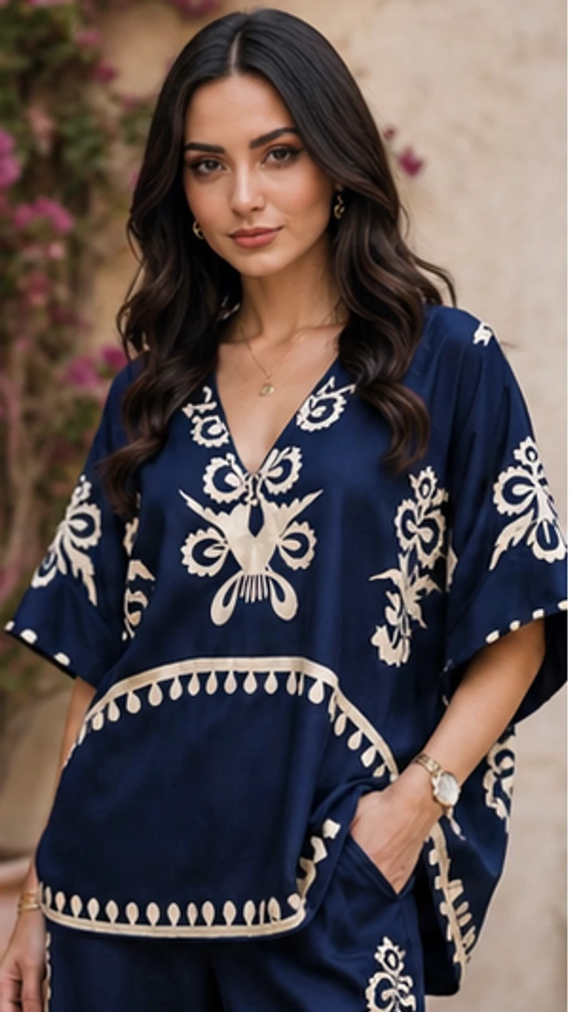 Huda Silk Set - Navy