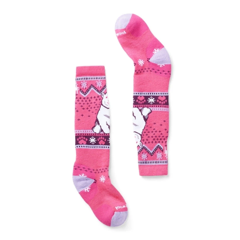 Kids' Wintersport Full Cushion Polar Bear Pattern Over The Calf Socks