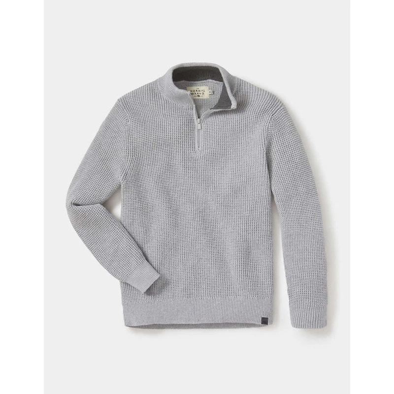 Men's Waffle Knit Quarter Zip Pullover