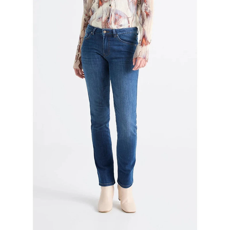 Women's Performance Denim Mid Rise Slim Straight - 30" Inseam