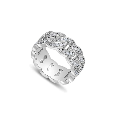 Baby Cuban Link Eternity Ring (9mm, Fully Iced)