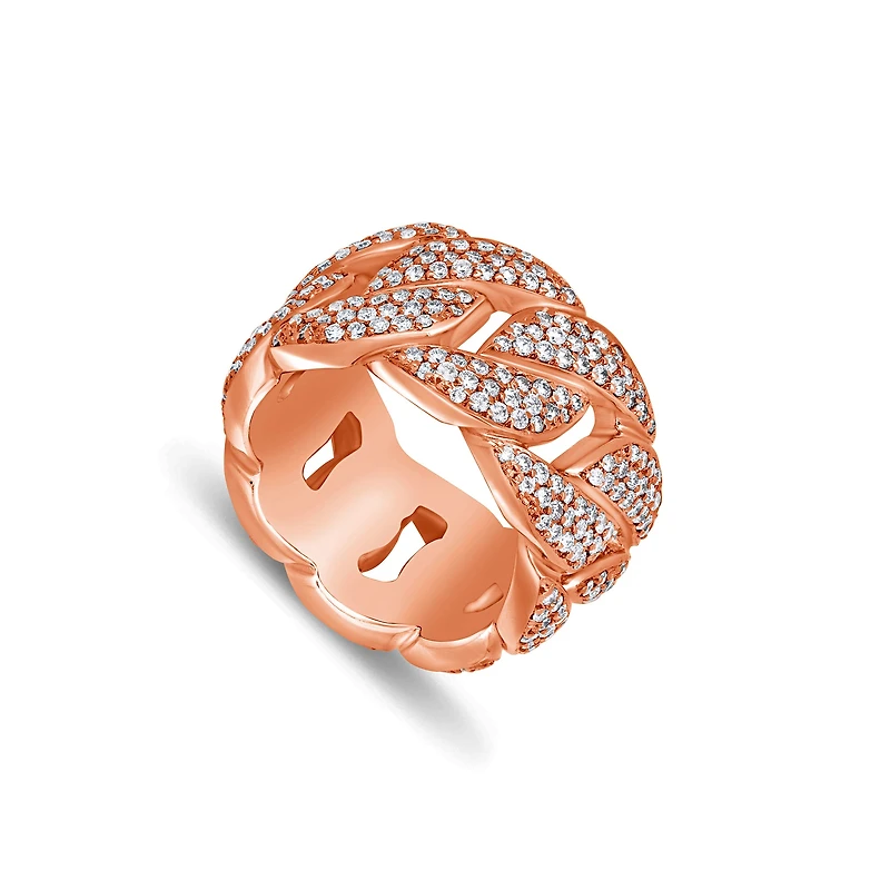 Cuban Link Eternity Ring (13mm, Fully Iced)