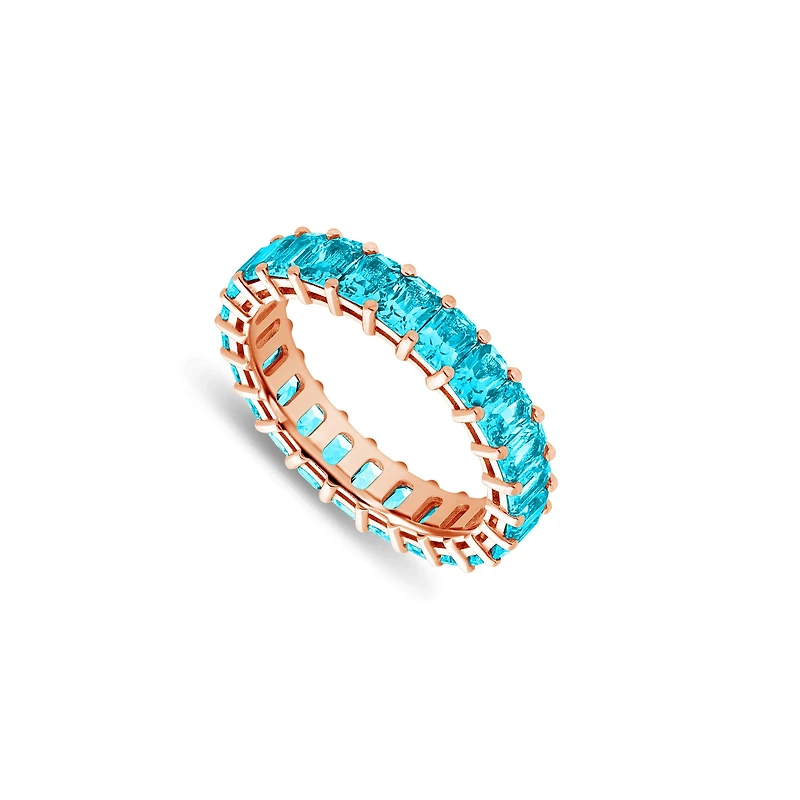 Luna Aquamarine Eternity Ring (Emerald Cut)