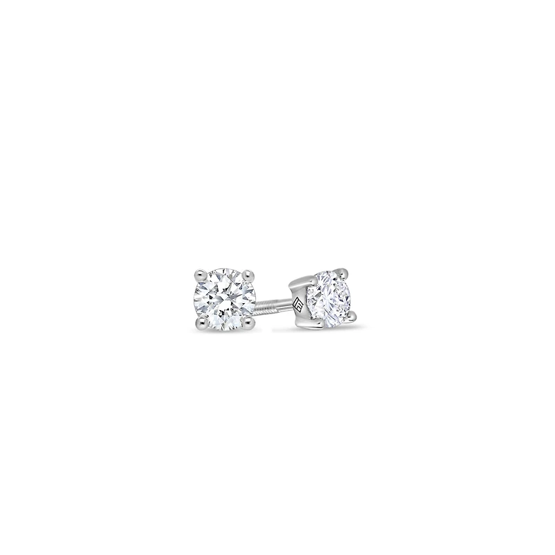Solitaire Diamond Stud Earrings (0.50 Carat Total, Round)