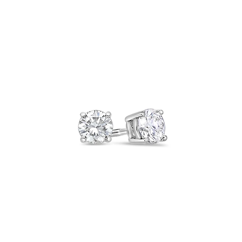 Solitaire Diamond Stud Earrings (GIA, 1.00 Carat Total, Round)