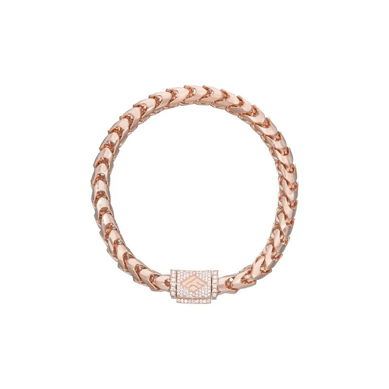 Gold Franco Bracelet (6.5mm, Diamond Clasp)