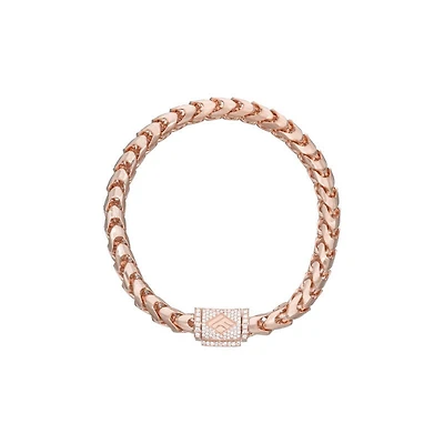 Gold Franco Bracelet (6.5mm, Diamond Clasp)