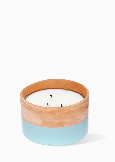 3-wick pottery candle - RAIN SHOWER + PALM TREE