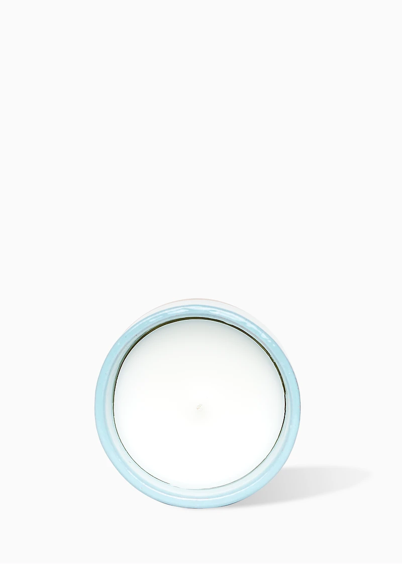 Pottery candle with 1 wick - RAIN SHOWER + PALM TREE