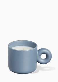 Bougie tasse bleue - LAINAGE DOUX & FLEURS BLANCHES