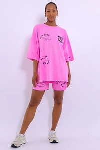 New York MC Logo Shorts - Elastic Waist, Contemporary Graphic Design, Made Korea, 100% Cotton