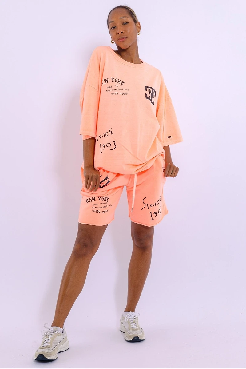 New York MC Logo Shorts - Elastic Waist, Contemporary Graphic Design, Made Korea, 100% Cotton