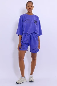 New York MC Logo Shorts - Elastic Waist, Contemporary Graphic Design, Made Korea, 100% Cotton