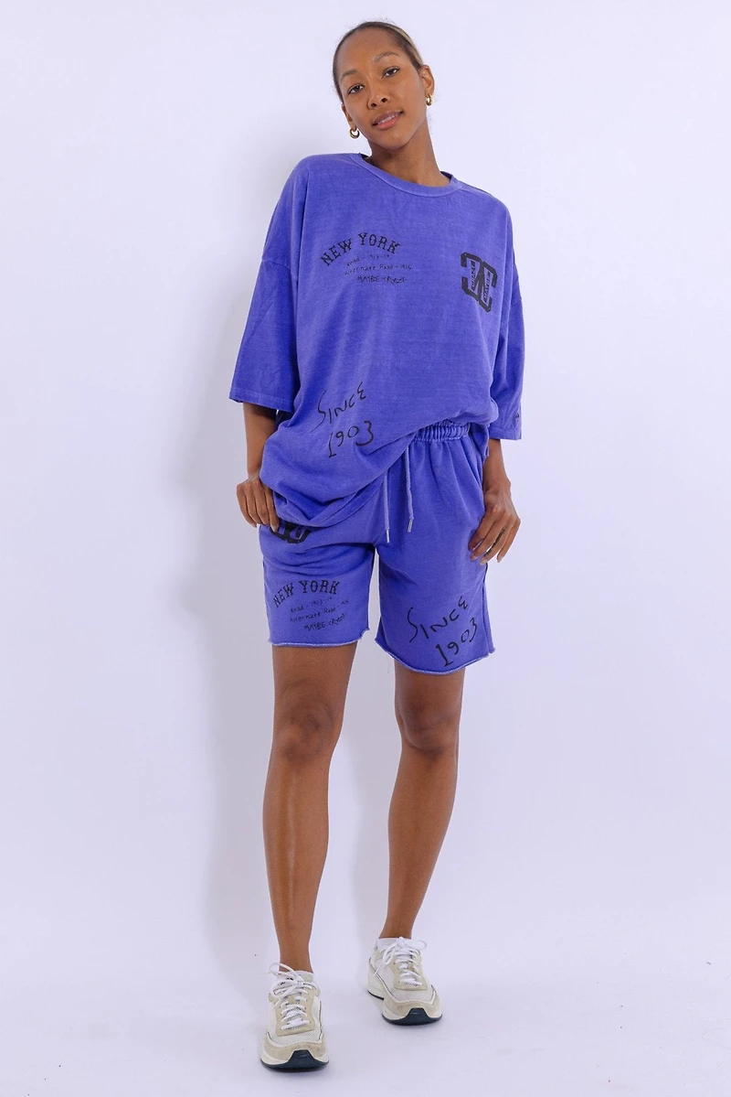New York MC Logo Shorts - Elastic Waist, Contemporary Graphic Design, Made Korea, 100% Cotton