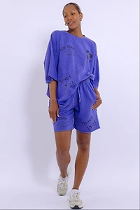 New York MC Logo Shorts - Elastic Waist, Contemporary Graphic Design, Made Korea, 100% Cotton