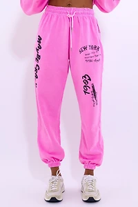 New York Sweatpants - Screenprint Graphics, Elastic Waist, Made Korea, 100% Cotton