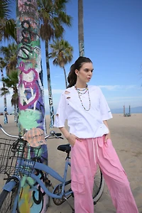 Pink Woven Utility Pants