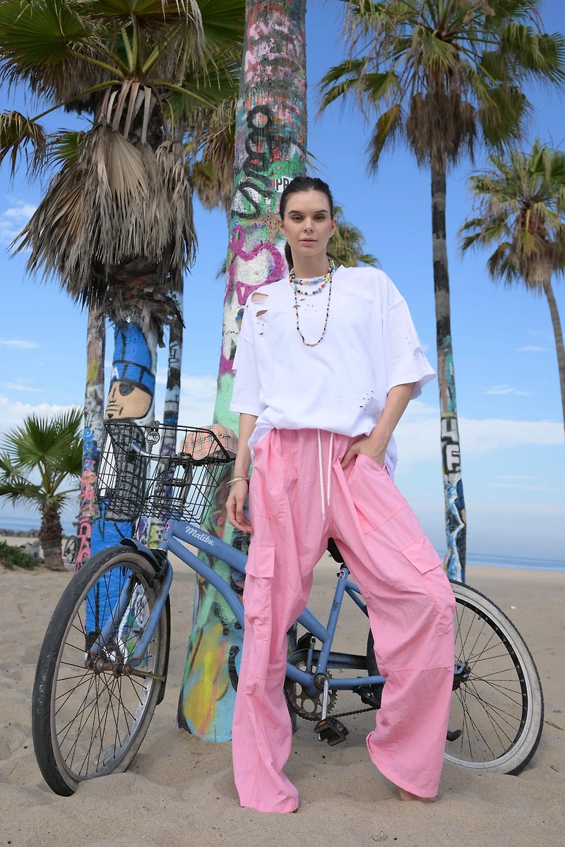 Pink Woven Utility Pants