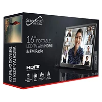 SuperSonic 16” Portable LED TV with HDMI & FM Radio