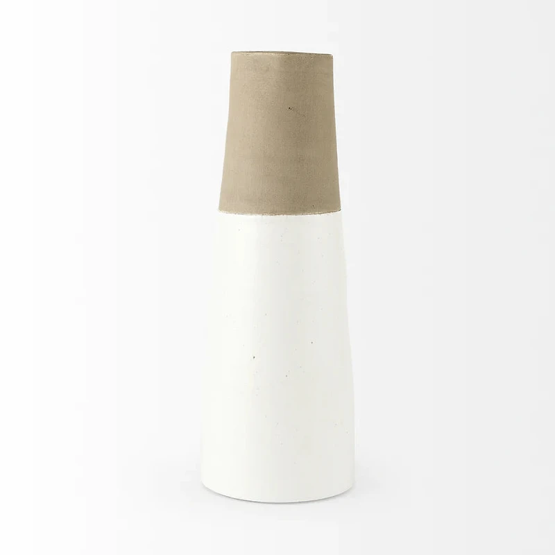 Garand Large 18.8H Two-toned White Natural Ceramic Jug