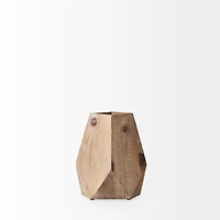 Allen IV Short Natural Brown Wood Oval Vase