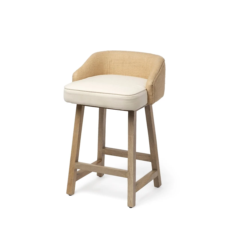 Monmouth Cream Fabric | Brown Wood | Bar Stool