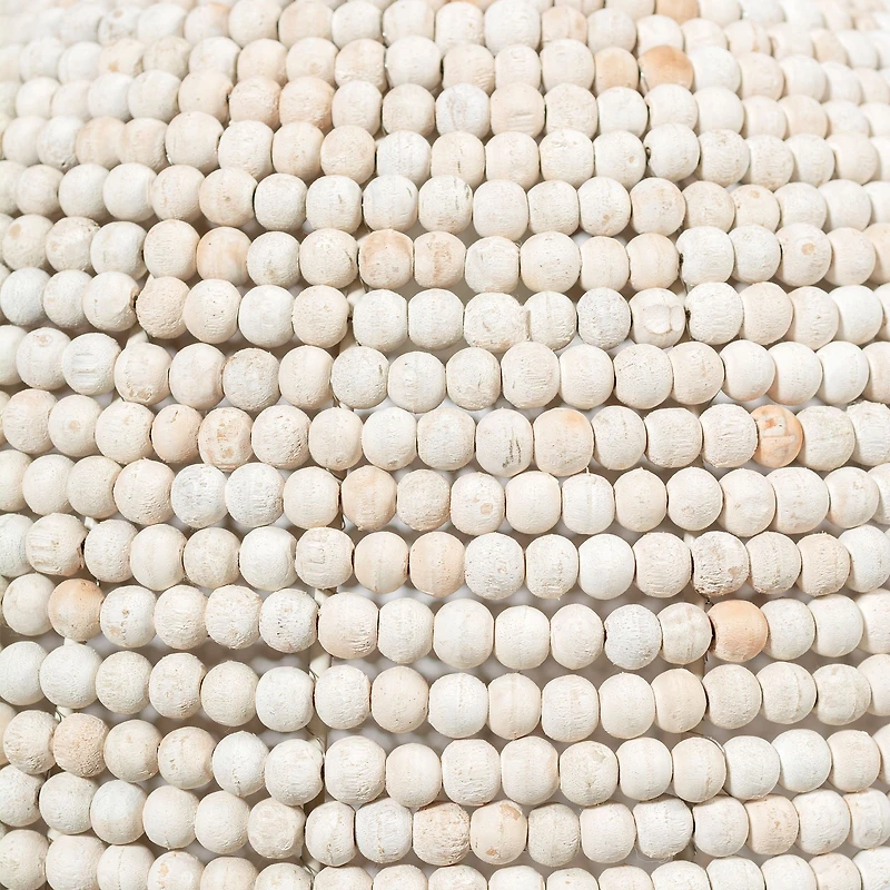 Theta White-Washed Wood Beaded Pendant Light