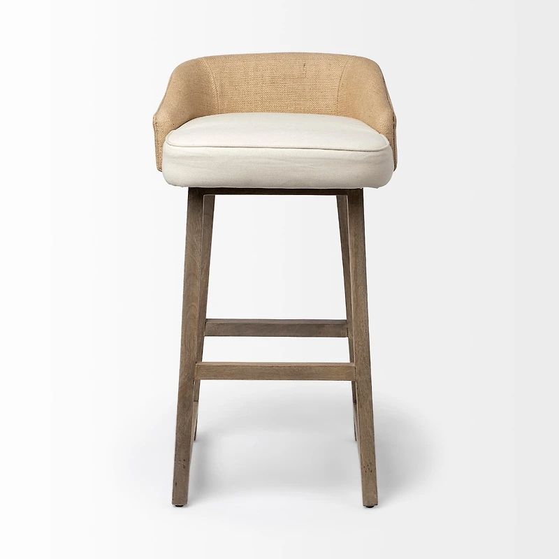 Monmouth Cream Fabric | Brown Wood | Bar Stool
