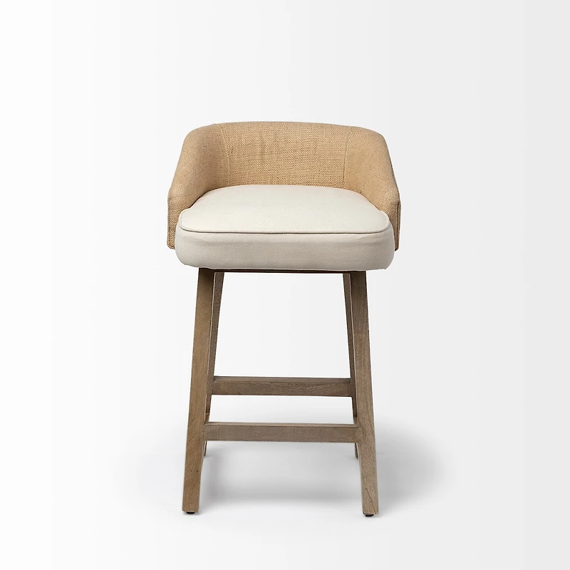 Monmouth Cream Fabric | Brown Wood | Counter Stool
