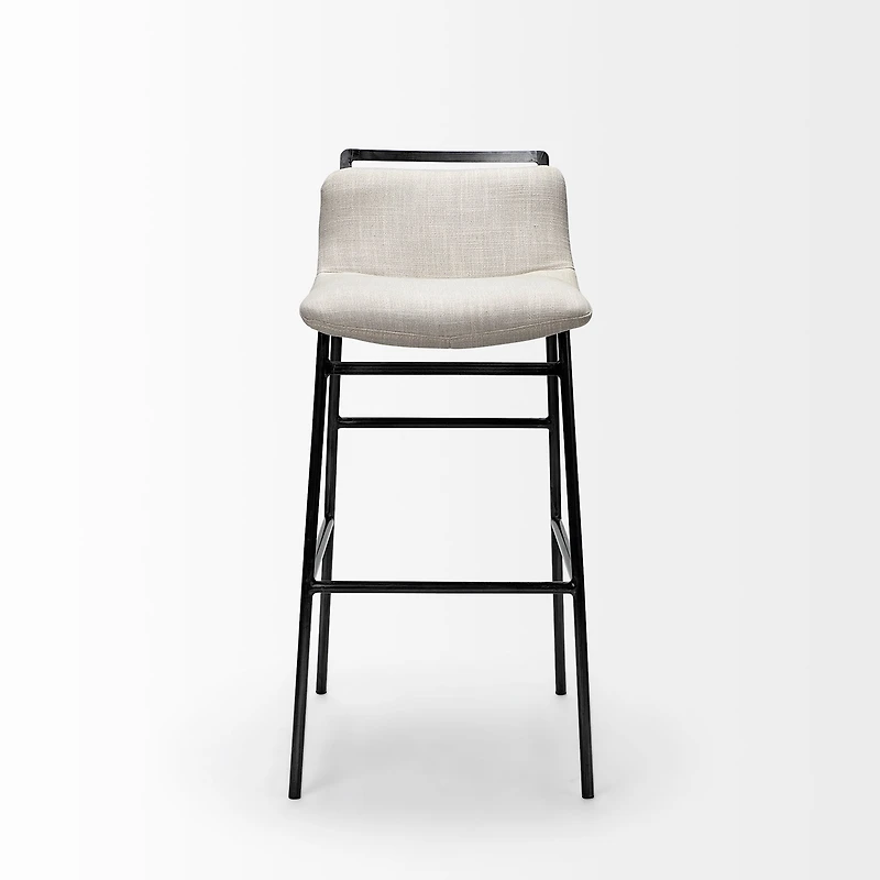 Kavalan 33.5" Total Height Beige Upholstered Seat Gray Metal Frame Counter Stool