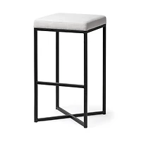 Frodo White Fabric Bar Stool