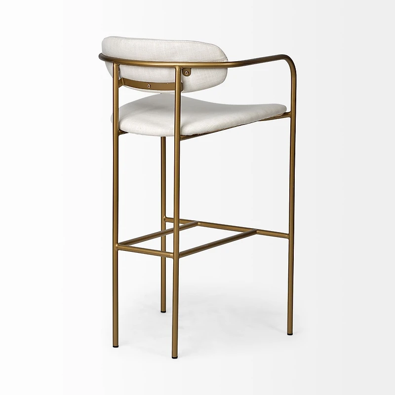 Parker Seat Height Cream Fabric Seat Gold Metal Bar Stool
