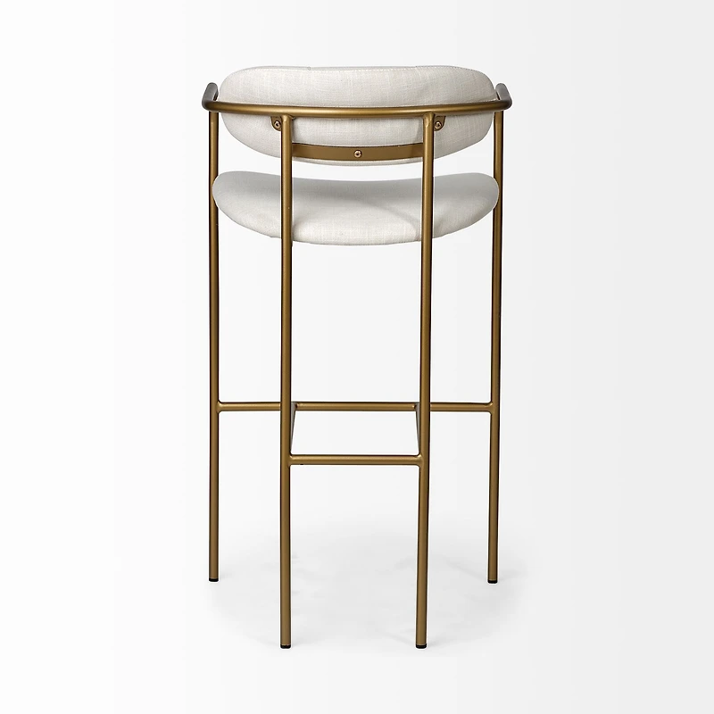 Parker Seat Height Cream Fabric Seat Gold Metal Bar Stool
