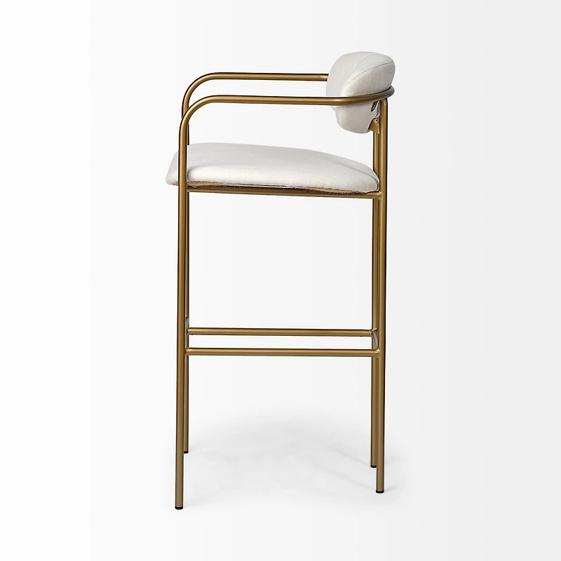 Parker Seat Height Cream Fabric Seat Gold Metal Bar Stool