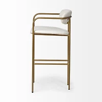 Parker Seat Height Cream Fabric Seat Gold Metal Bar Stool