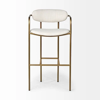 Parker Seat Height Cream Fabric Seat Gold Metal Bar Stool